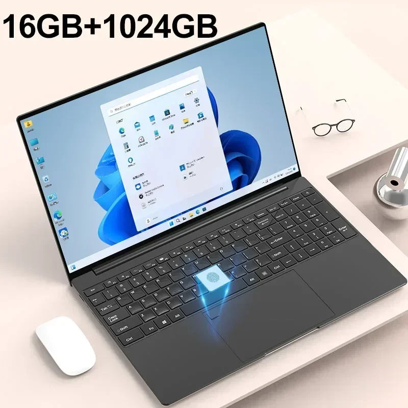 Portable 15.6" Laptop 32GB Ram DDR4 2TB SSD Windows 11 Notebook Pc Gamer Intel N5095 Office Computer with Backlit Fingerprint