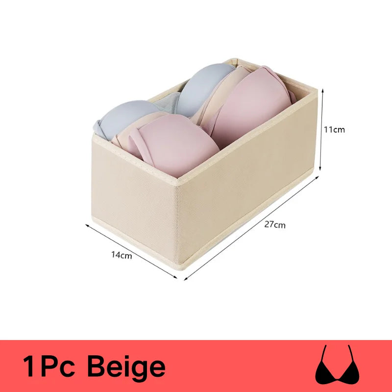 3pcs/1set Underwear Storage Box Foldable Non-woven Storage Box Six-piece Set Underwear Bra Socks Drawer Storage Finishing Box