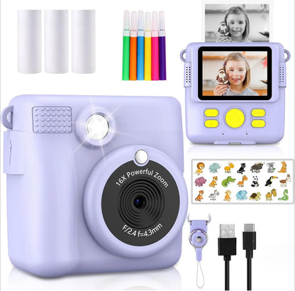 Mini Instant Camera for Boys and Girls, Portable Rechargeable Children's Digital Camera, HD Kids Camera with 32GB Memory Card