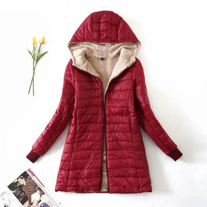 Plush Lining Women Parkas Autumn Winter Women Cotton Jacket Padded Casual Slim Coat Emboridery Hooded Parkas Women Jacket Coat