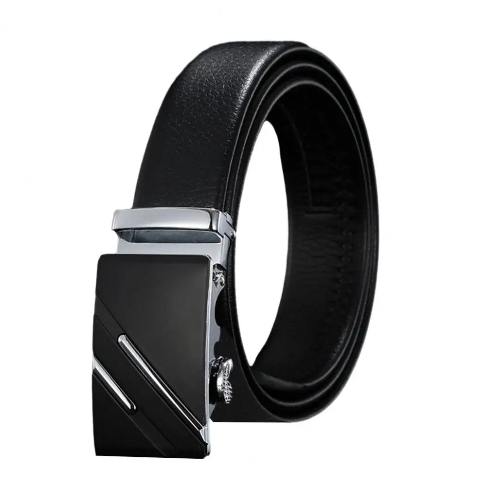 Men Belt High-quality Men's Automatic Business Belt with Smooth Faux Leather Alloy Buckle Durable Anti-slip Belt for Formal