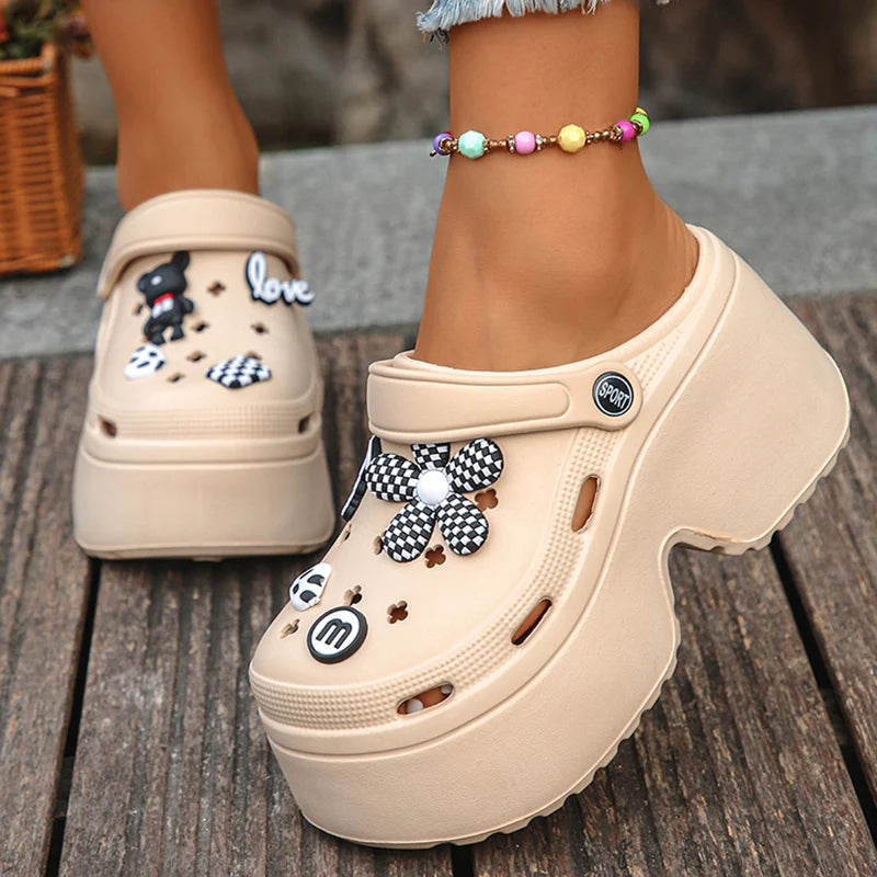 Women Chunky Platform Sandals 2024 Summer Soft Thick Sole Diy Clogs Garden Shoes Woman Closed Toe Non-Slip Beach Slides Sandals