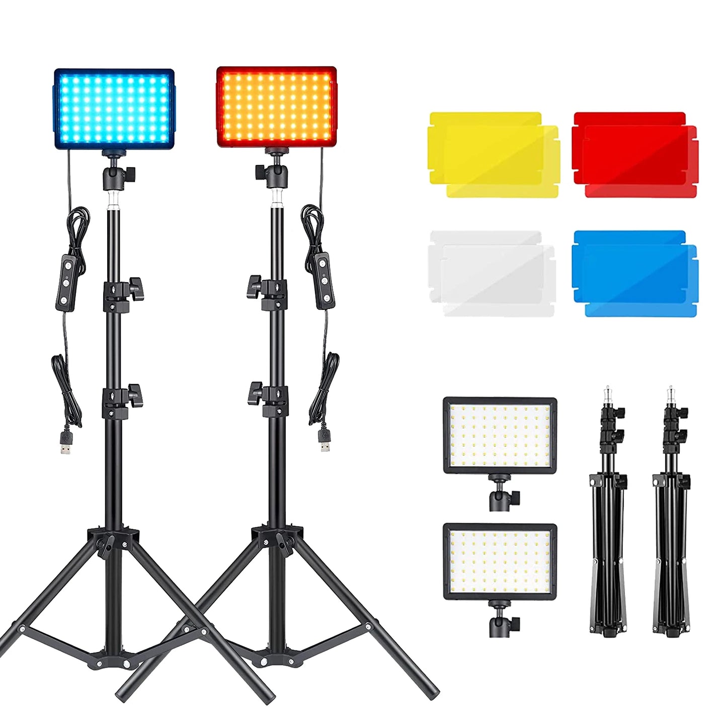 6"LED Video Light Panel 5600k Photography Lighting Photo Studio Lamp Kit For Shoot Live Streaming Youbube With Tripod RGB Filter