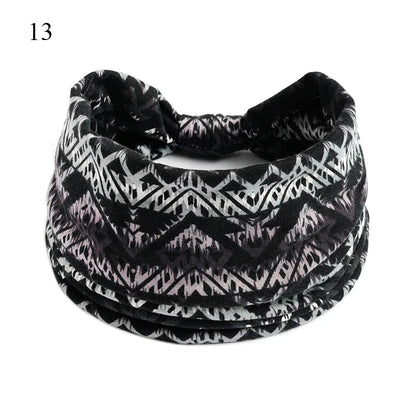 Boho Knot Turbans Yoga Elastic Head Wrap Women Headband Wide Hairbands Headwear Floral Bandanas Fashion Hair Band Accessories