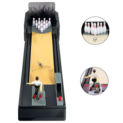 New Tabletop Bowling Game Set Mini Sports Board Game with 12 Pins, 2 Bowling Balls and Bowling Alley Family Game for Adult Kids