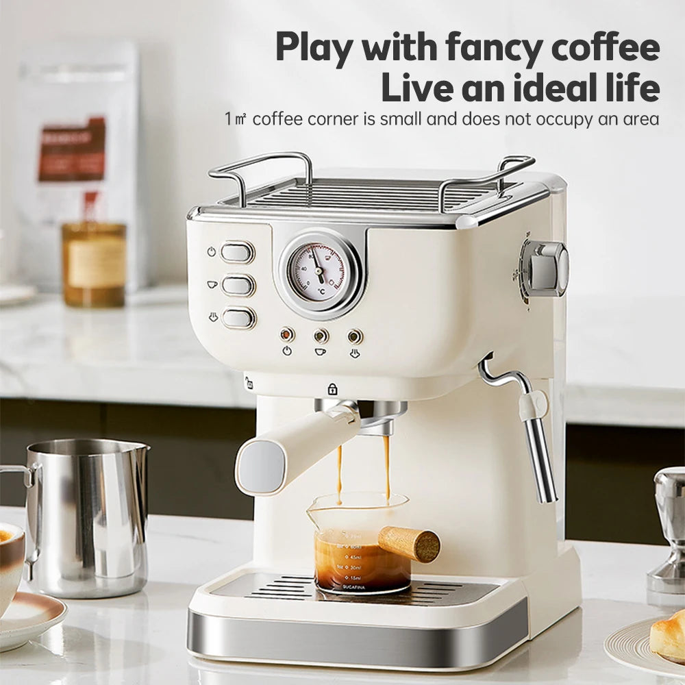 850W Espresso Coffee Machine 20 Bar Stainless Steel Espresso Maker with Milk Frother Steam Wand 2 in 1 Cappuccino Latte Machine