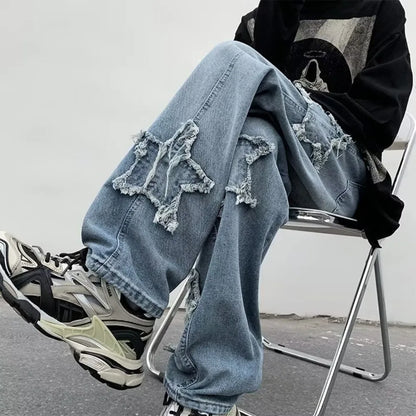 Men's Denim Trousers Casual Jeans for Men Baggy Loose Streetwear Men Pants Star graphic Y2K Harajuku Fashion