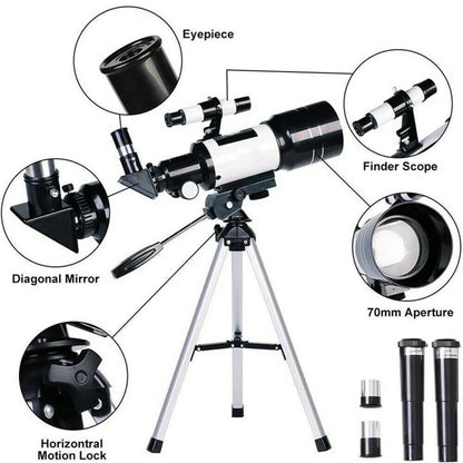 Professional Astronomical Telescope F30070 Monocular 150 Times Zoom HD Night Vision View Moon Star AZM70300 Stargazing