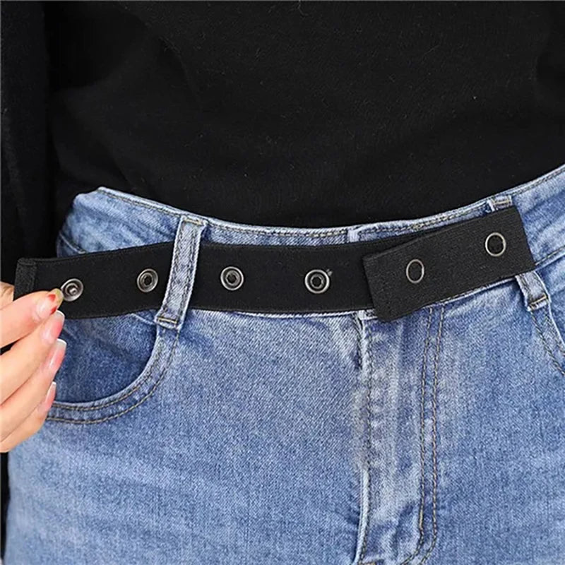 Buttonless Elastic Invisible Jeans Belt Simple Men's And Women's Waist Elastic Adjustable Trousers Waist Circumference