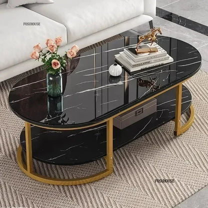 Modern Design Coffee Table Minimalist Storage Oval Living Room Table Balcony Nordic Coffee Tables Luxury Home Decoration g