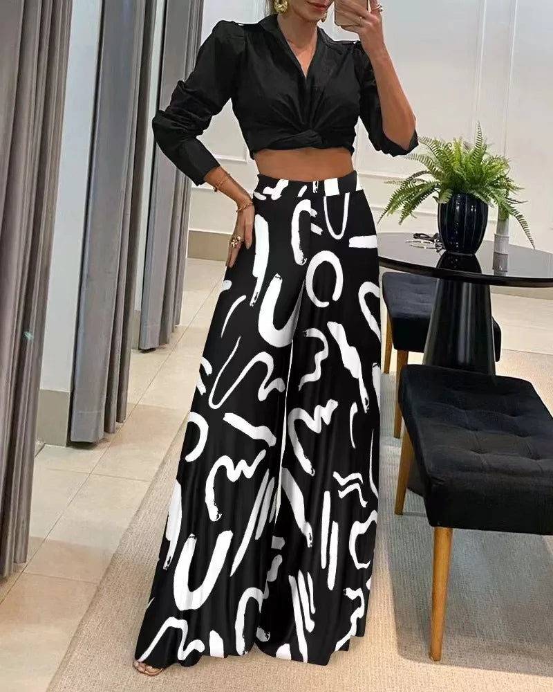 Women Pants Women High Waisted Long Pants, Wide Leg Pants Printed, Casual, Elegant, Festive, Spring/summer, Novel Women' S Pants