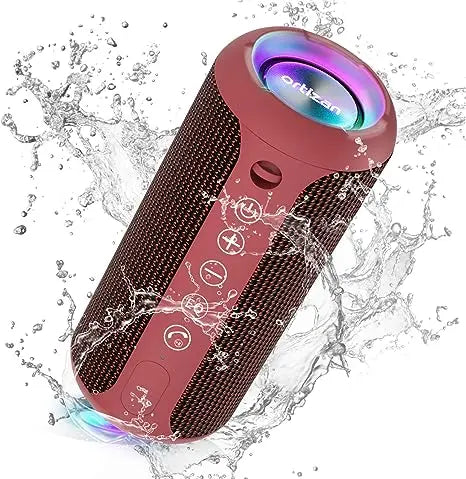 Ortizan Portable Bluetooth Speakers with Bass Boost,IPX7 Waterproof,Suporrt TF Card/AUX,RGB Lights,30H Playtime,24W Loud Drivers