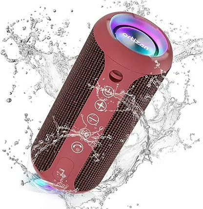 Ortizan Portable Bluetooth Speakers with Bass Boost,IPX7 Waterproof,Suporrt TF Card/AUX,RGB Lights,30H Playtime,24W Loud Drivers