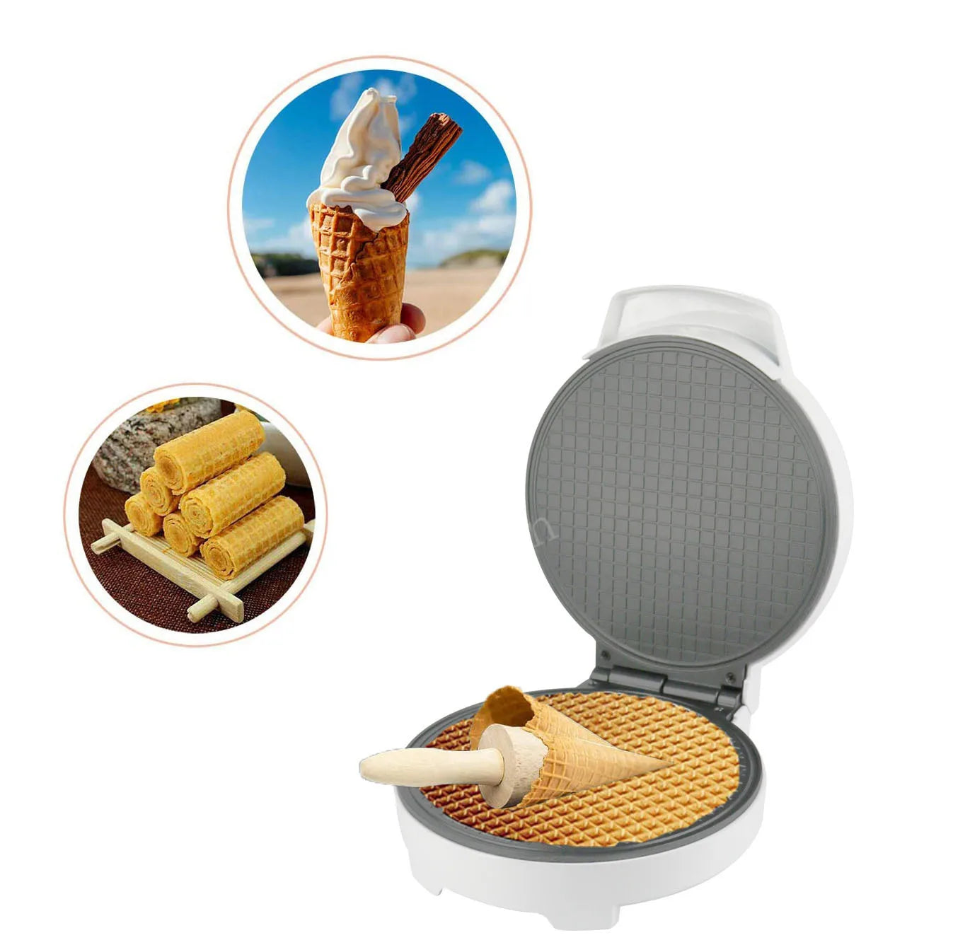 Household Breakfast Egg Roll Machine Electric Baking Pan Baking Machine Waffle Cone Maker Homemade Ice Cream Cone Machine