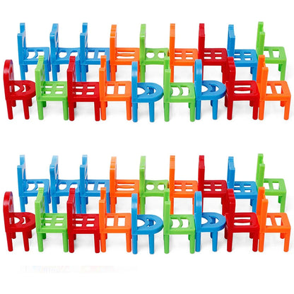 18Pcs/Set Balance Chairs Board Game Mini Stacking Blocks Assembly Family Balancing Training Interactive Educational Toy for Kids