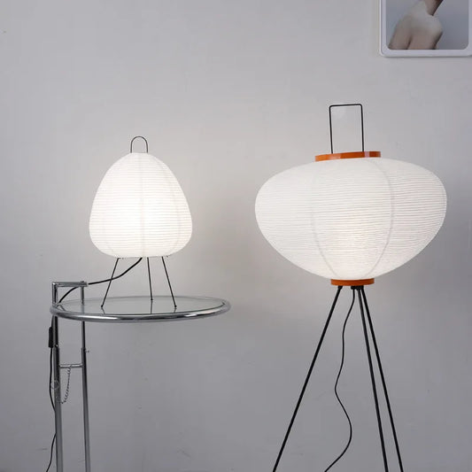 Japanese Style Noguchi Isamu Wabi Style LED Floor Lamps, Simple Rice Paper Lantern Nordic Living Room and Bedroom, Zen Study Art