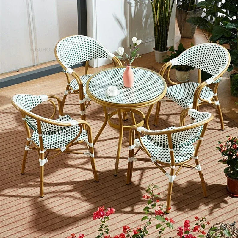 Simple Garden Furniture Sets Outdoor Table and Chair Three-piece Set French Outdoor Dining Room Sets Home Garden Table and Chair