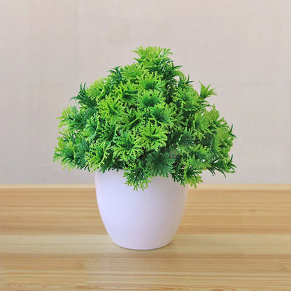 Artificial Plants Potted Green Bonsai Small Tree Grass Plants Pot Ornament Fake Flowers for Home Garden Decoration Wedding Party