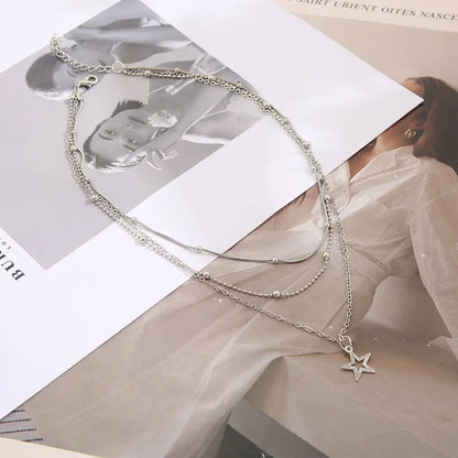 Necklace European And American Simple Temperament Lovely Atmosphere Star Moon Popular Lady Necklace Set For Women Multilayer