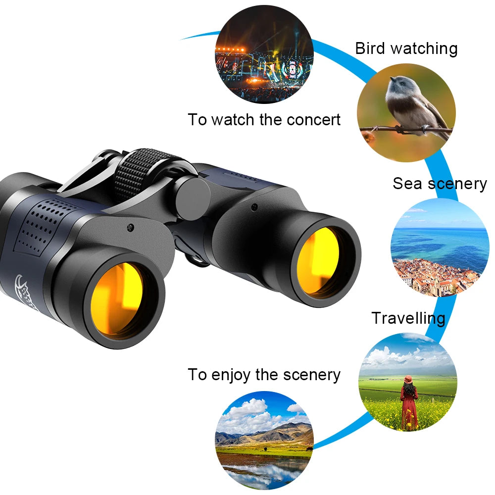 High Clarity Telescope 60X60 Binoculars 3000M Powerful Optical Lens Bak4 Prism Night Vision For Outdoor Hunting Sports Camping