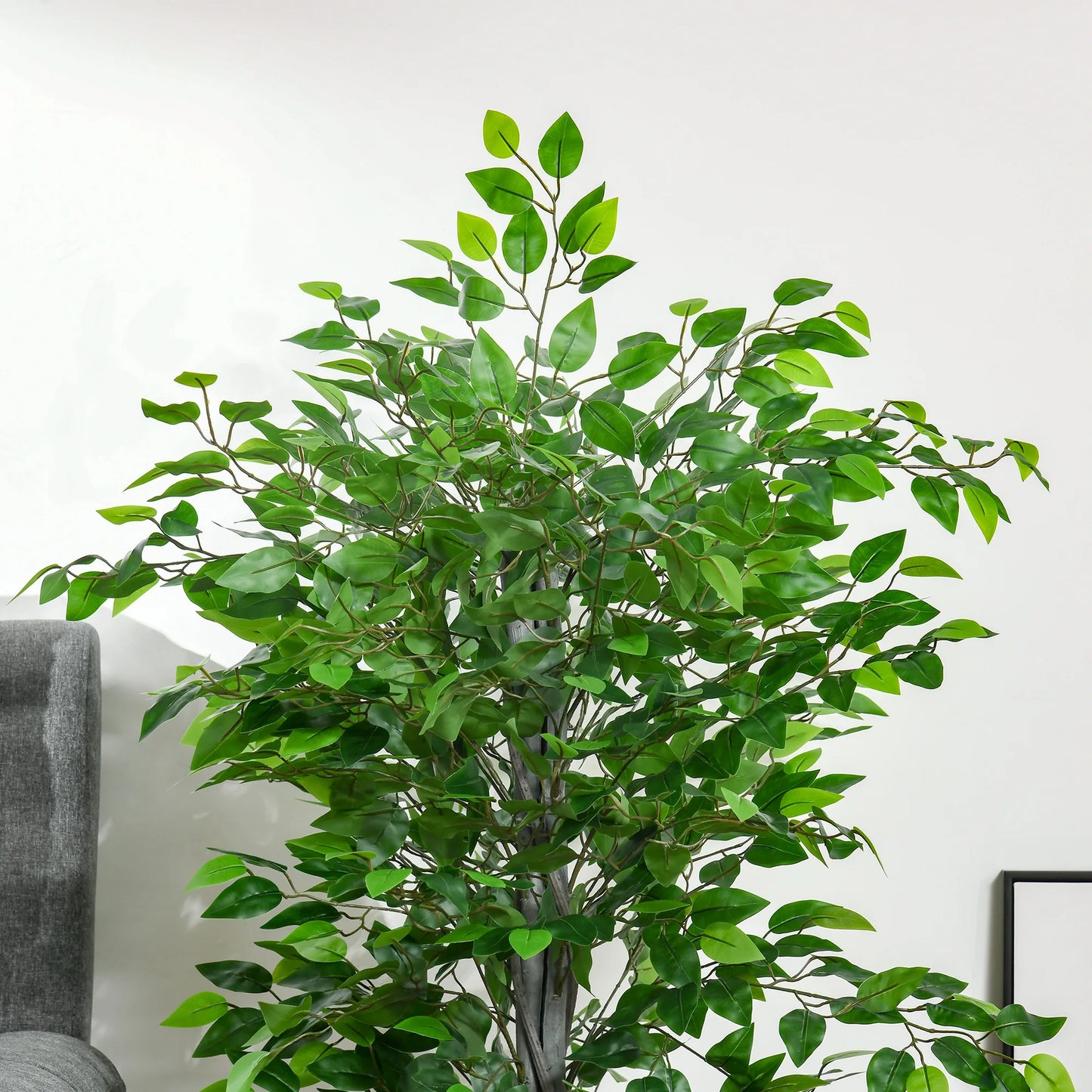 HOMCOM Artificial Ficus plant 135 cm with 756 leaves and green pot