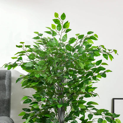 HOMCOM Artificial Ficus plant 135 cm with 756 leaves and green pot