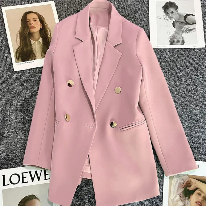 Casual Long Sleeve Suit Blazer Office Lady Spring Autumn Fashion Elegant Solid Outerwear Jacket For Women 2024 Female Coat