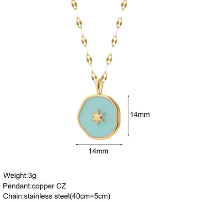 Heart Evil Blue Eye Sun Necklace for Women Cute Dog Bee Elephant Gold Color Pendant Woman's Collars Long Stainless Steel Chains