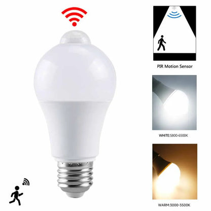 E27 LED Motion Sensor Bulb LED Lamp B22 PIR Sensor Light Bulb Auto ON/OFF Night Light For Porch Stairs Garage Security Lights