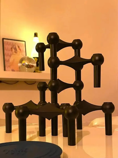 Metal Molecular Structure Candle Holder Nordic Silver Candlestick Centerpiece Living Room Decoration Gift Home Decore Candelabra