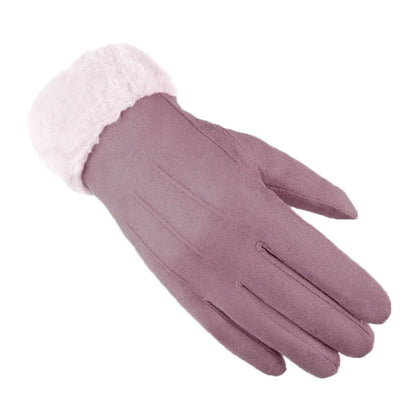 Women Winter Gloves Warm Screen Women's Fur Gloves Full Finger Mittens Glove Driving Windproof Gants Hiver Femme Guantes