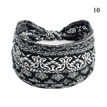 Boho Knot Turbans Yoga Elastic Head Wrap Women Headband Wide Hairbands Headwear Floral Bandanas Fashion Hair Band Accessories