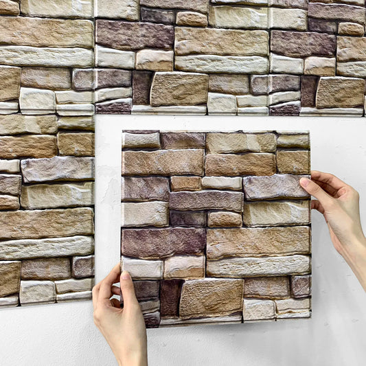 1/10pcs 3D Tile Sticker Self-adhesive Faux Stone Wall Panel Peel and Stick Kitchen Tile Backsplash Bathroom Wall Tile Sticker