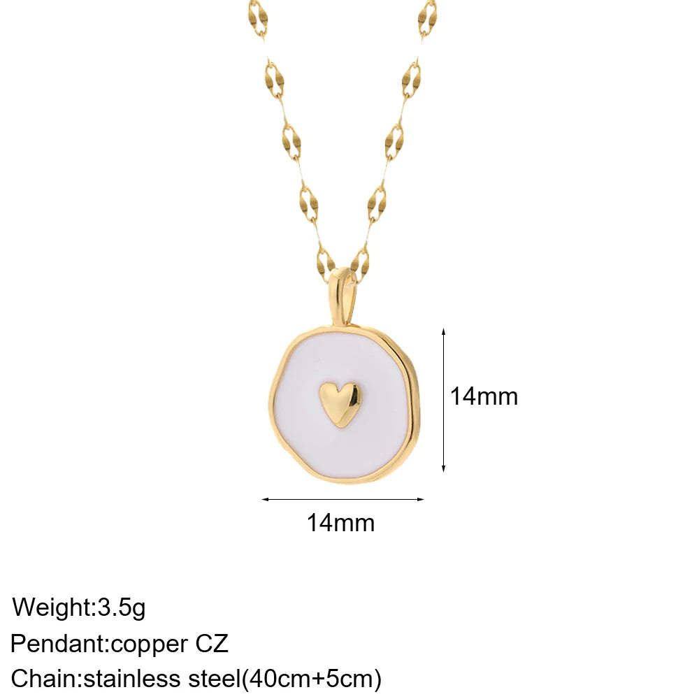 Heart Evil Blue Eye Sun Necklace for Women Cute Dog Bee Elephant Gold Color Pendant Woman's Collars Long Stainless Steel Chains