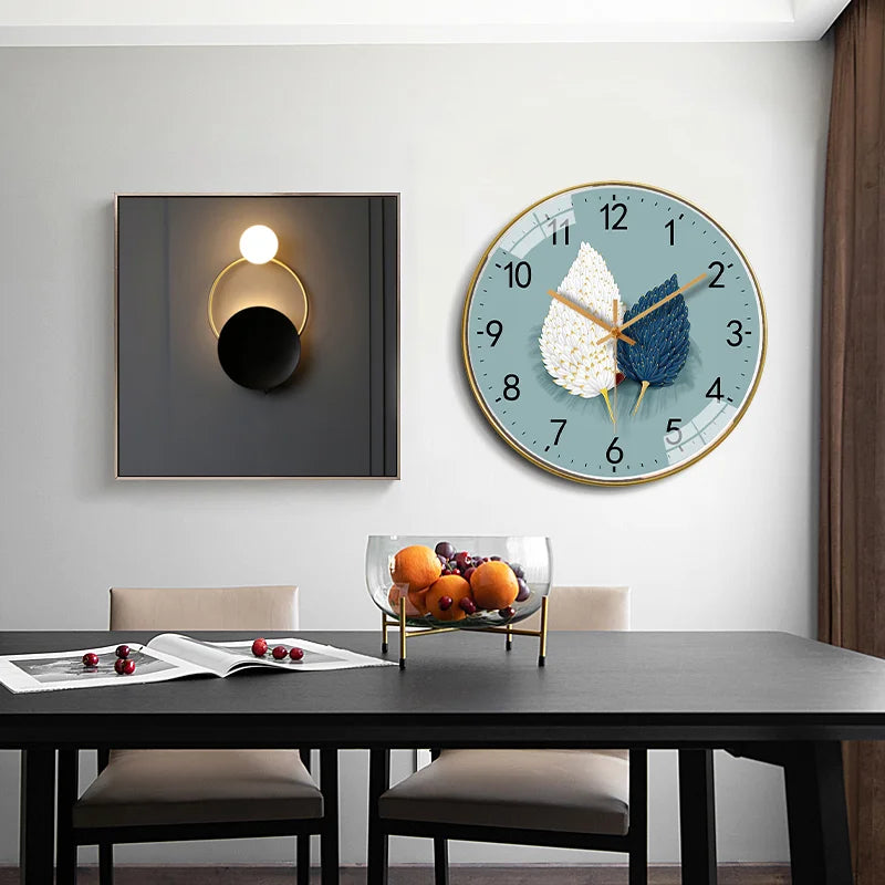 Modern Simple Punctuality Quartz Wall Clock Light Shadow Geometric Design Silent Movement Living Room Bedroom Decor Pendant