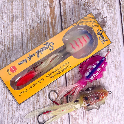 ZUKIBO Soft Squid Bait Fishing Trolling Lure Octopus Head Jigs 60g Luminous UV Squid Jig for Deep Sea Boat Fishing Wobblers Bait