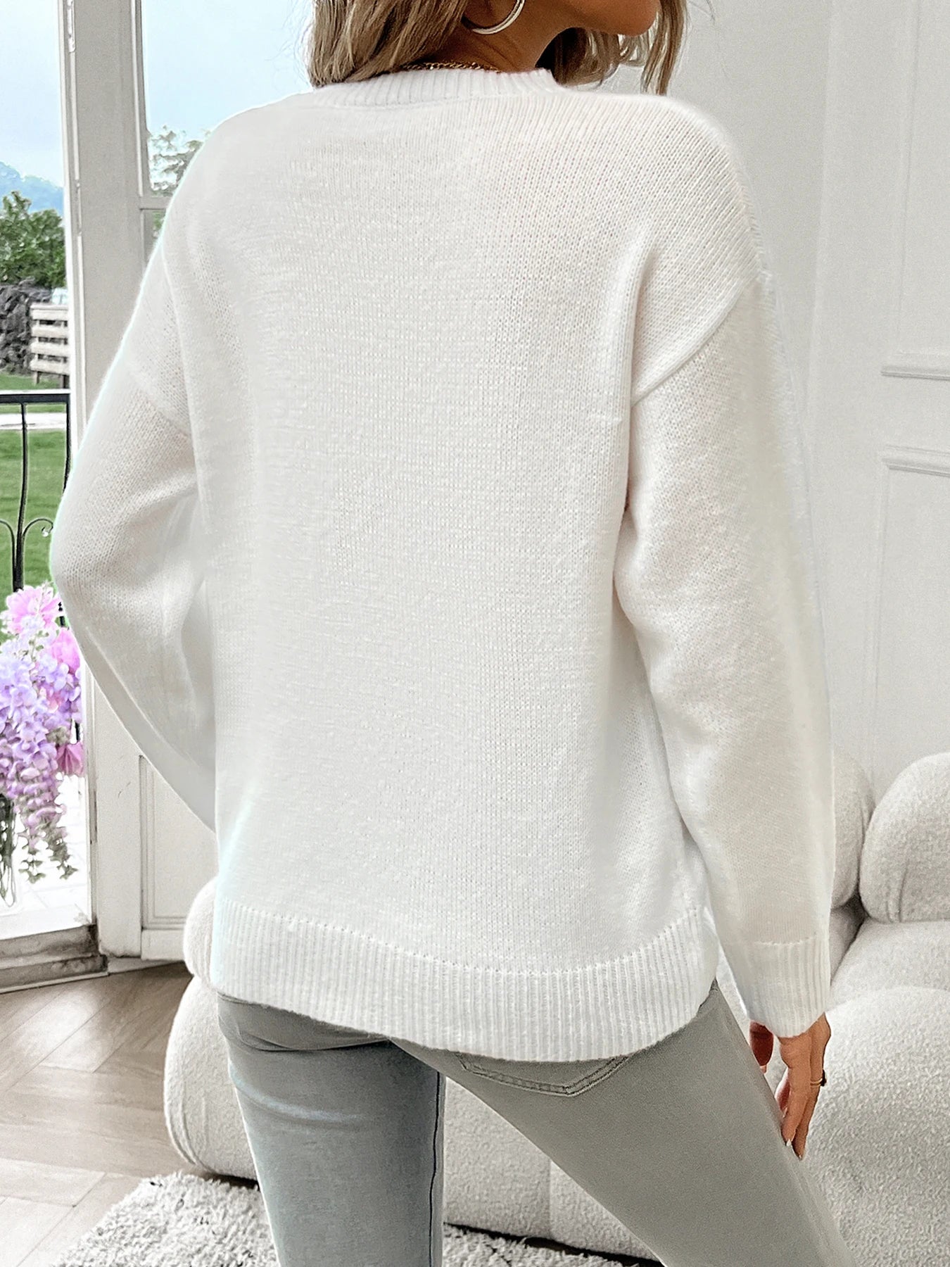 American Flag Crew Neck Long Sleeve Pullover Women's Sweater