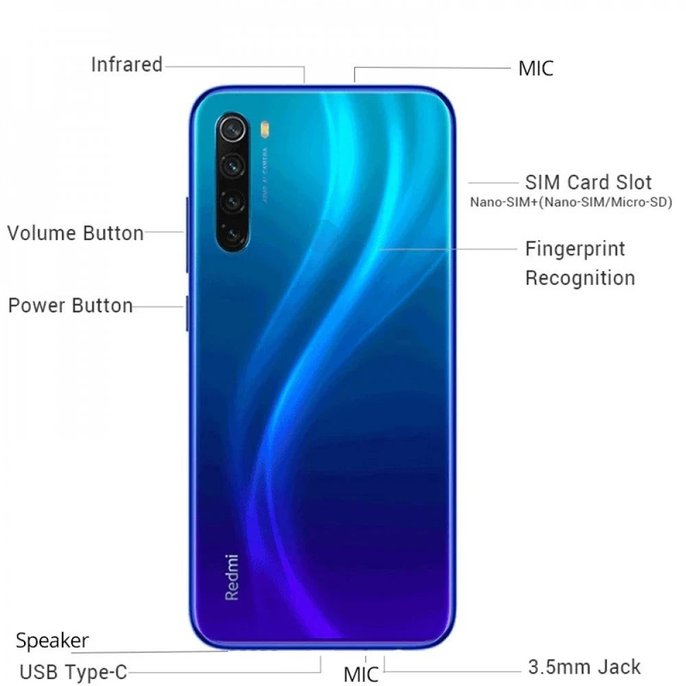 Xiaomi Redmi Note 8/Note 8 pro Smartphone Global Firmware with Phone Case Original Android Phone 4000mAh Baterry Quad Cmaera