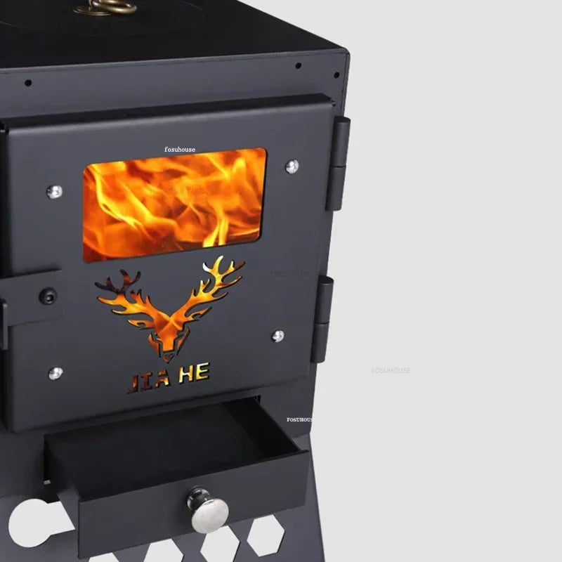 Real Fire Heating Fireplaces European Decorative Fireplace with Chimney Wood Stove Steel Home Rural Indoor Pellets Stove w