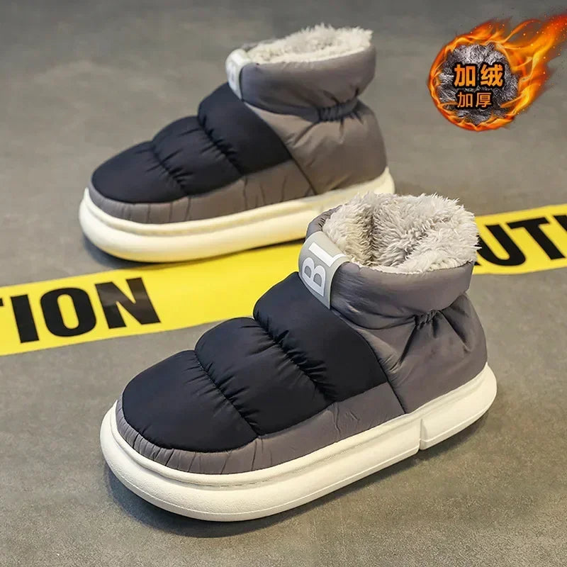 Snow Boots Men Women Winter 2024 New Lovers Plush Thick Comfortable Cotton Shoes Warm Anti Slip Outdoor Casual Shoes Flats