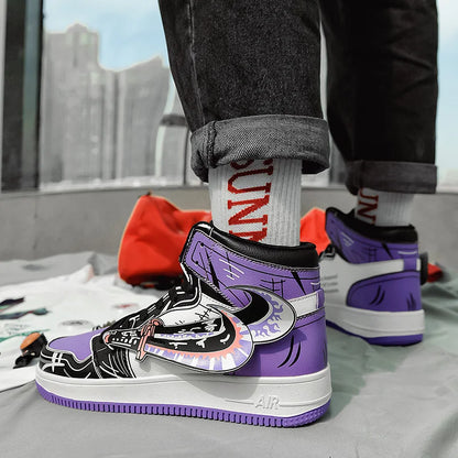 Fashion Purple High Top Casual Sneaker Men Hip-Hop Designer Anime Shoes Sneakers for Men Streetwear Platform Skateboarding Shoes