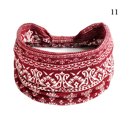 Boho Knot Turbans Yoga Elastic Head Wrap Women Headband Wide Hairbands Headwear Floral Bandanas Fashion Hair Band Accessories