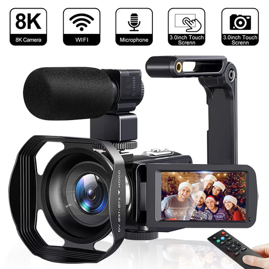 8K Video Camera 64MP Digital Video Camera 18X igital Zoom Camera Recorder 3 Inch LCD Touch Screen Portable Recording Camcorder