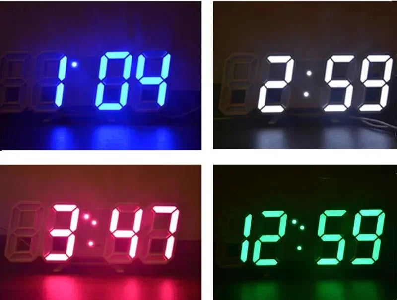 LED Clock Bedroom Home for You Adjustable Digital Wall Clock Hair Accessories Living Room Night Light Mode 3D Decor Decorate