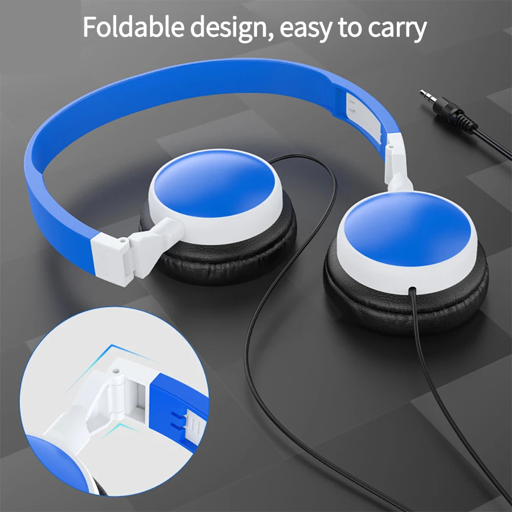 3.5mm Wired HD Sound Headphones Over Ear Headset Bass Stereo Foldable Adjustable Headphones For PC MP3 Phone PC Music Bass Hook