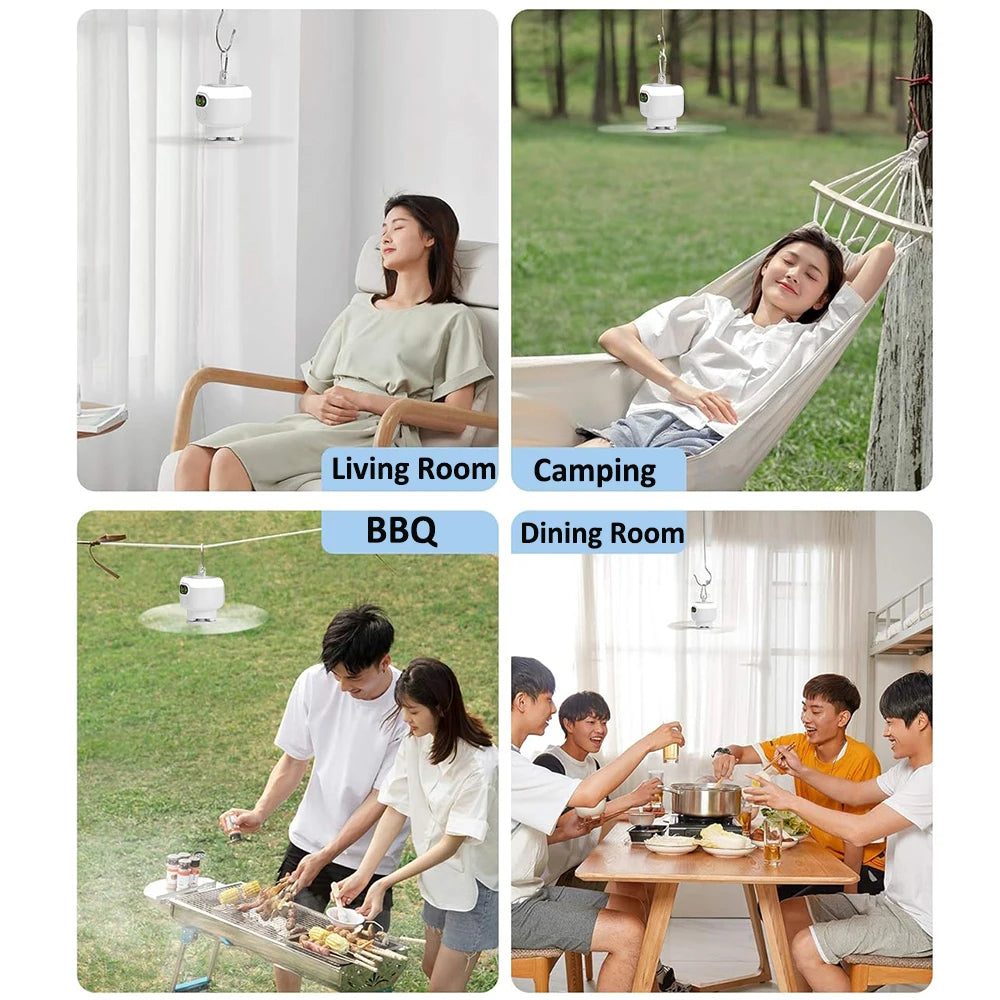 Ceiling Fan Portable Camping Tent Ceiling Canopy Fan 8000mah Rechargeable Wireless Fan Air Circulators with Remote Control Light