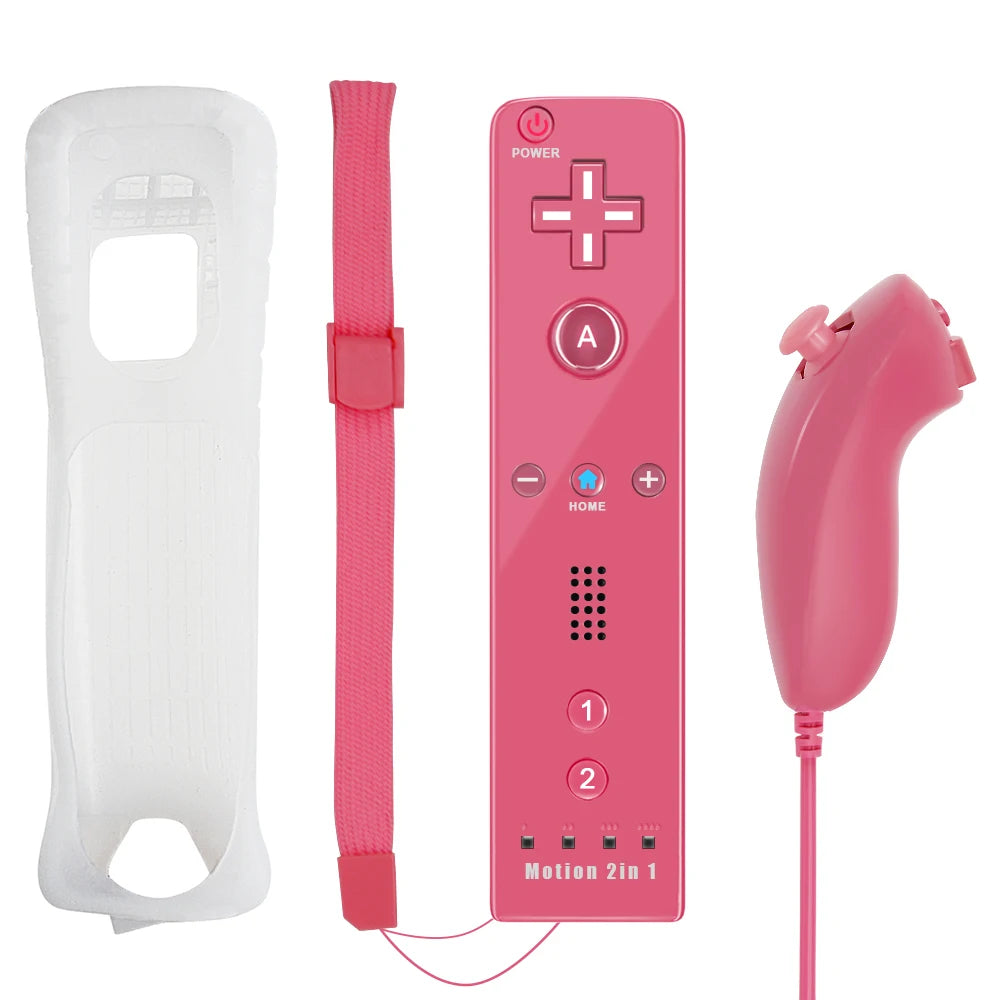 2 in 1 For Nintendo Wii Controller Set Optional Motion Plus Joystick Wireless Remote Gamepad with Silicone Case Video Game