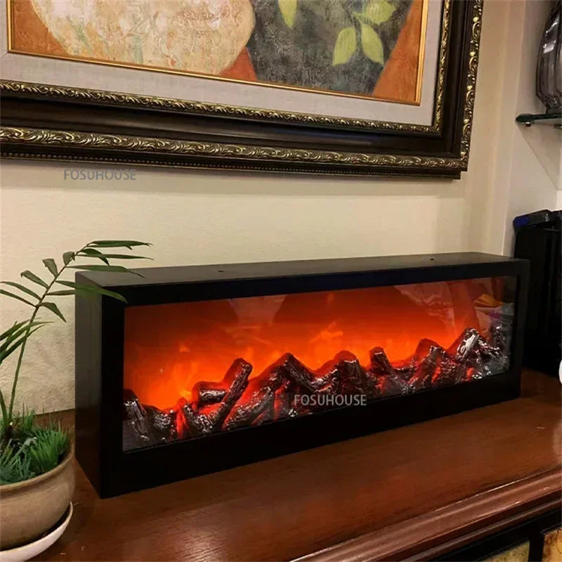 Simulated Fireplaces Flame Lamp Fake Firewood Fireplace European Decoration Ornaments Light Living Room stove atmosphere light