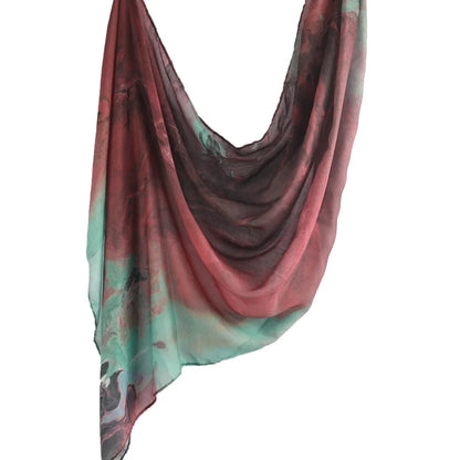 Watercolour Floral Printed Breathable Light Weight Soft Cotton Rayon Viscose Woven Muslim Women Shawl Hijab Scarf