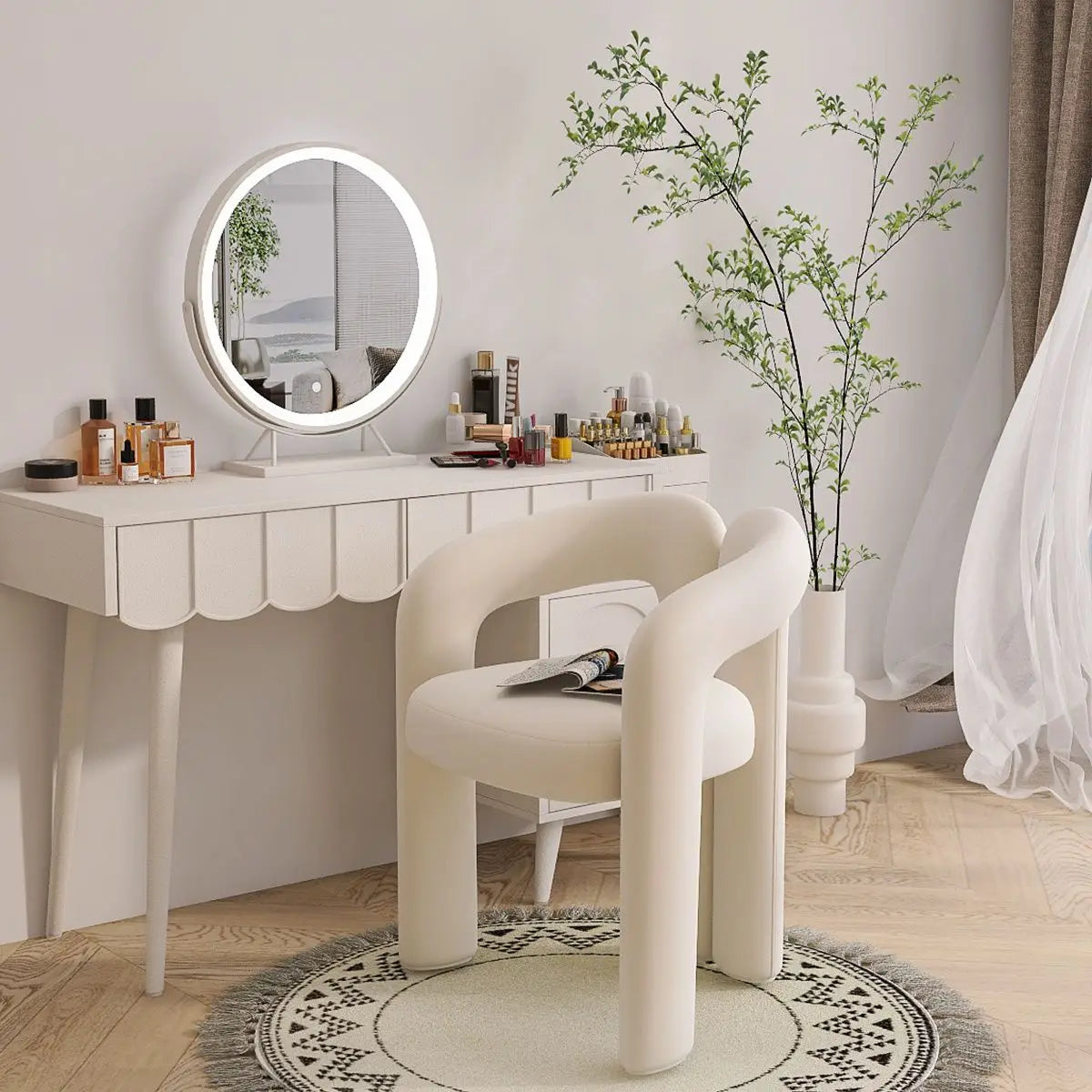 Cream style makeup chair backrest for girls' bedroom, high-end nail art clothing store, home dining table and chairs